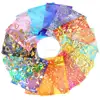 9*12CM Colorful Small Cheap Promotion Flower Star Pattern Drawstring Organza Bags