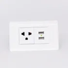 American standard glass plate wall outlet usb with 2100mA power outlet usb wall socket usb 118TB-USB-2