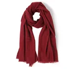 inner mongolia factory wholesale winter plain color lady yak wool tassel scarf shawl