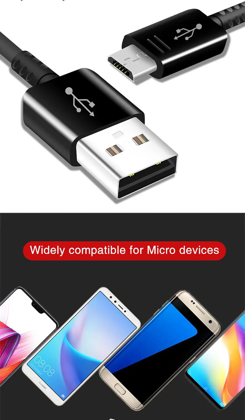 1m V8 5P Micro USB Cable Fast Charging For Xiaomi Redmi Note 5 Pro Android Mobile Phone Data Cable for Samsung S7 Micro Charger - ANKUX.COM