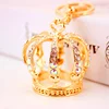 Luxury Crystal Crown Keychain Gold Metal Rhinestone Keyring for Women Party Gift Bag/Cell Phone Pendant Key Chain Ring
