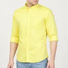 oem custom Fashion Men Yellow Regular Fit Anti Finish Oxford casual Shirts