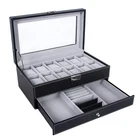 Hot Sell Custom Large Capacity leather velver wooden Double table watch packaging box