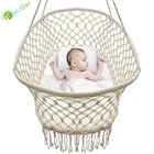 YumuQ Portable Hanging Baby Crib Cradle Swing Bed, Baby Swing Bassinet with Macrame for Baby Nursery