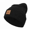 Mens custom beanie leather patch wholesale plain knitted beanie skull cap,beanie hats