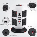 Many Color Two Layer Small Desktop Multi Vertical Tower Outlet Socket with EG/EU/CN Plug and 2M Power Line