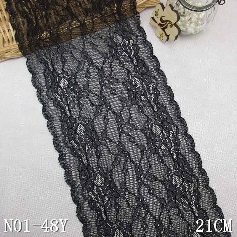 Lace black elastic 23.5cm/9.25" inch wide panty lace material, View