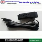 surface mounted 2 outlet electrical socket with combined USB ports