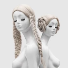 Beautiful female long straight braided synthetic wig for mannequin showcase display
