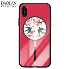 Chinese flower pattern heat proof phone case tempered glass mobile phone waterproof case for iphone 6 7 8 X Xr Xs Max