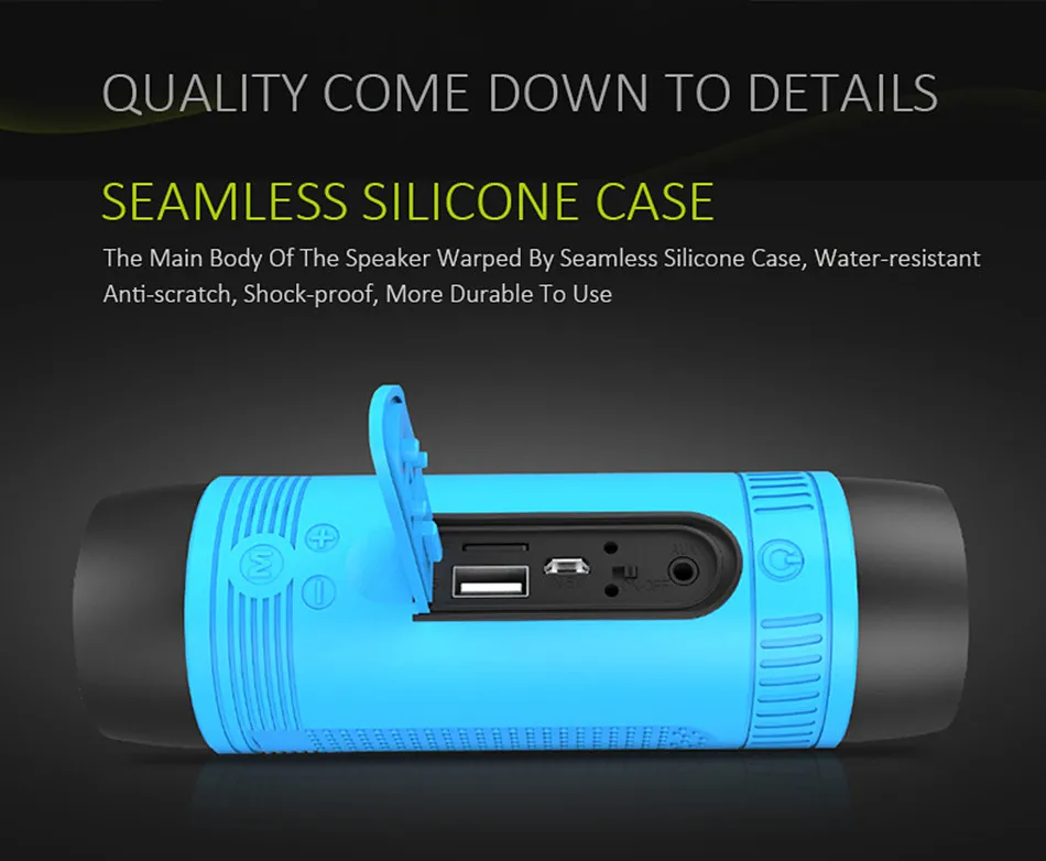 ZEALOT S1 Cycling Stereo Blue tooth Speaker Wireless Column Subwoofer LED Flashlight FM Radio 4000mAh Battery TF Card Play - ANKUX.COM