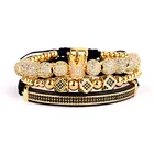 New Design high quality CZ diamond beads Crown bracelet men women macrame bracelet set
