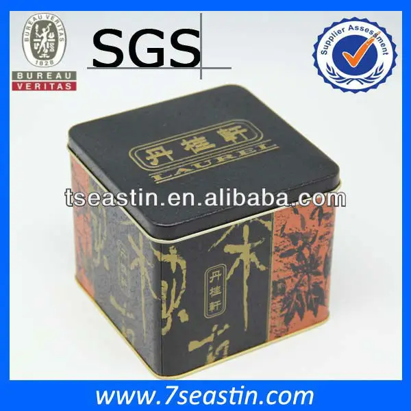 square gift metal box empty tea container / coffee package tin