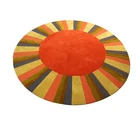 Round Kids Hand Tufted Carpet Orange For Living Room