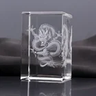 Crystal Pujiang 3D Laser Engraved Dragon Crystal Cube 3D Laser Etched Crystal Carving Dragon for Birthday Gifts