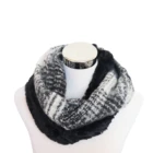 High quality Multi color fashion Winter windproof warm black Faux fur ladies knitted scarf