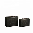 Mayco Antique Vintage 2 Piece Wood and Leather Trunk Set