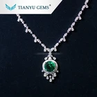 Tianyu gems Customized Columbia emerald&moissanite pendant white Gold luxurious engagement necklace