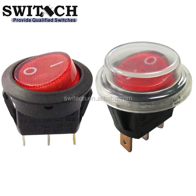 R13-31SW1N IP65 SPST waterproof illuminated rocker switch with dust cover