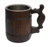 2019 Best selling Handmade Double Wall Wood Beer Mug/Oak Wood Stainless Steel Cup Carved Natural Beer Stein mugs