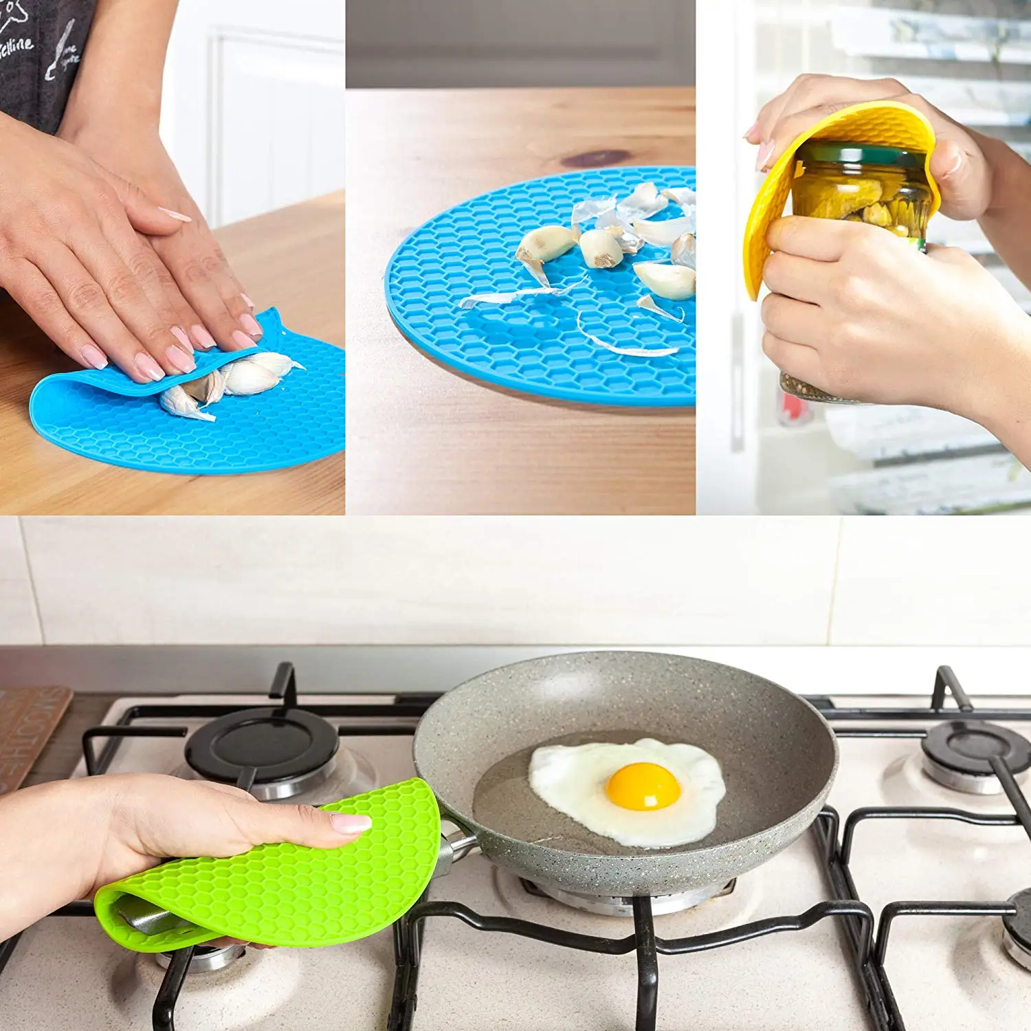 Pack Food Safe Heat Resistant Pad Silicone Pot Holders Trivets Mat