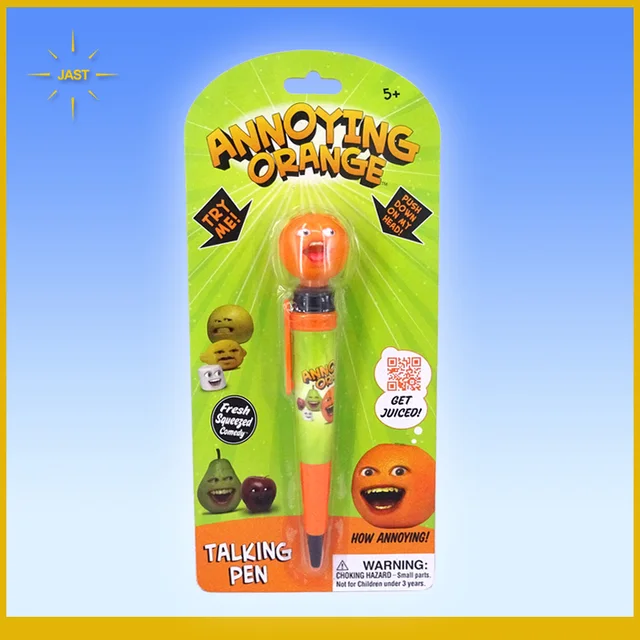 funny annoying orange talking pen, custom 3d promotional plastic
