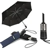 new top quality auto open and auto close folding umbrella with leather coated handle