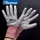 New Design Grey PU Coated Cut Resistant Gloves With Knife Cut Proof Protection