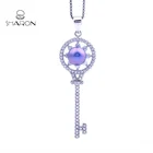 Fashion Jewelry Freshwater Pearl S925 Sterling Silver Key Chain Flowers Key Pearl Necklace Pendant