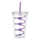Pvc Tumbler Double Wall PVC Insert Acrylic Mug Clear Tumbler With Straws And Colorful Lids Cheap Clear Double Wall Mug