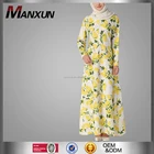 2016 latest burqa designs pictures new fashion printed flower muslim dress maxi long-sleeved arab style abaya dress