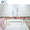 2019 hot sale stainless steel furniture glass top square wedding crystal cake dining table WCT003