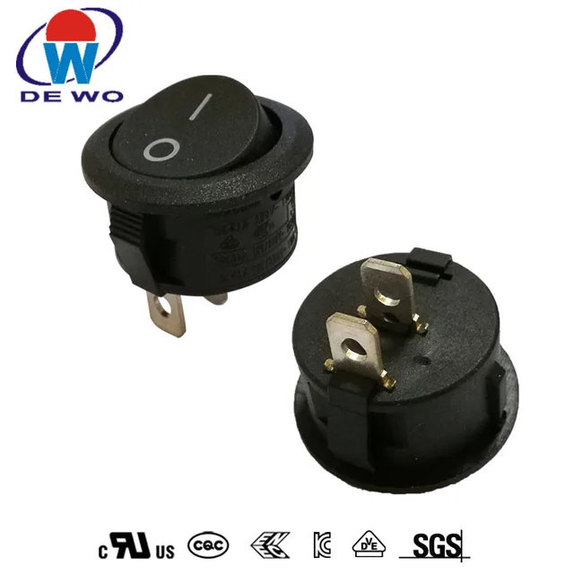 Round momentary 10a 125vac 2 pins rocker switch t105/55