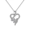 925 Sterling Silver rhodium Plated CZ Love heart shaped Pendant necklace