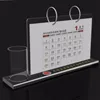 use-friendly and plane type pmma plexiglass table calendar stand acrylic desk calendar with pen holder