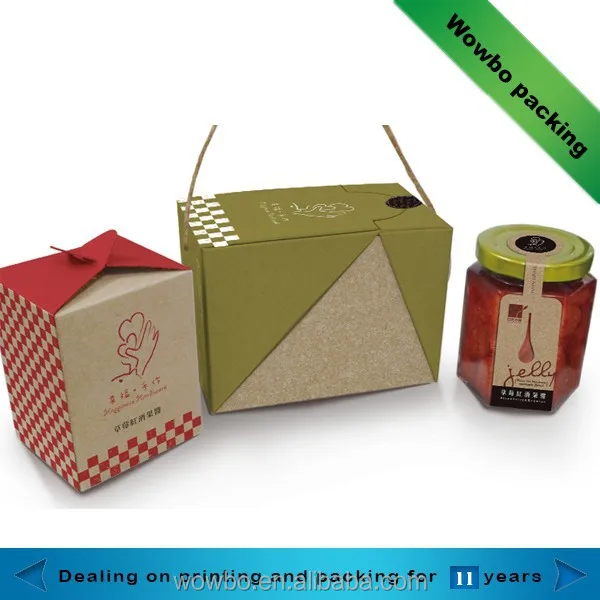 portable paper fruit jam jars packing box with rope handle