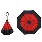 New design fashion flower pattern hands free inverted reverse umbrella