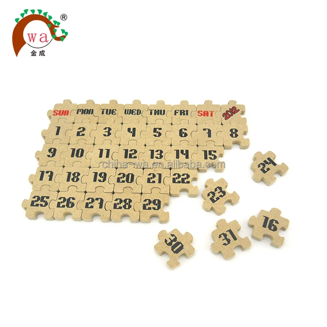 wooden childrens calendar and jigsaw puzzle, 3d wooden puzzle