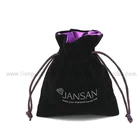Custom logo drawstring satin lined gift bag small velvet jewelry pouch for perfume bottle