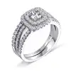 925 Sterling Silver Engagement Wedding Ring Set 5A CZ Micro Pave High Quality 3 times Plating Tarnish Resistance