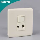 American style 1 gang 1 way wall switch and 2 pin socket outlet