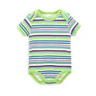 New design short sleeve 100%cotton stipes baby boy bodysuits