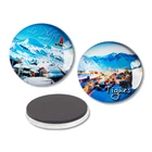 Promotion souvenir gift mini round crystal fridge magnet custom printed 3d dome glass magnet