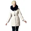 Luxury belted women down jacket with real fox fur
