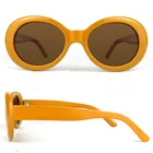 Promotion eyewear cheap lightweight yellow vintage oval sunglasses 2019