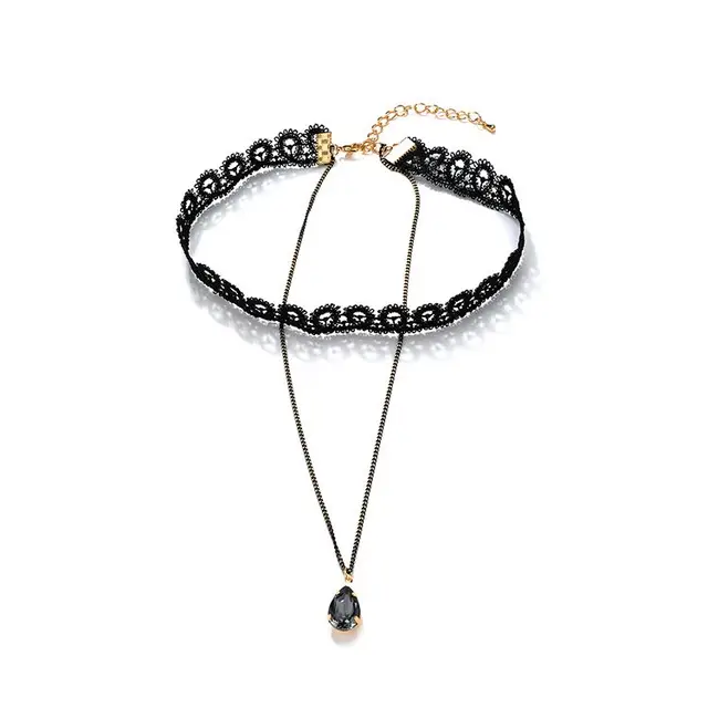 hot selling lady jewellery fashion women black rope lace choker