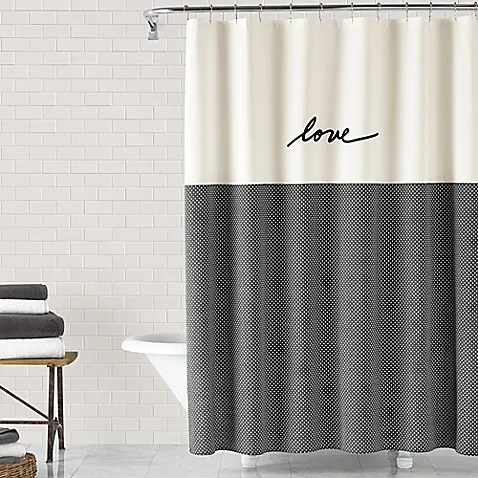 shower curtain with words