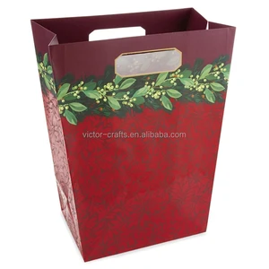 red foliage trapezoid large christmas gift bag paper wine bag