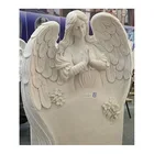 Modern White Marble Angel Upright Tombstone