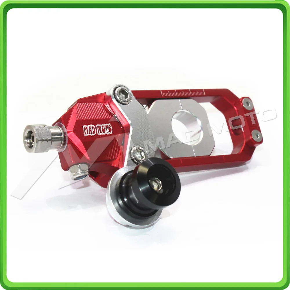 Motorcycle Chain Tensioner Adjuster with paddock bobbins kit for Kawasaki Ninja ZX10R ZX-10R ZX 10R 2008 2009 2010 Red&Silver (9)